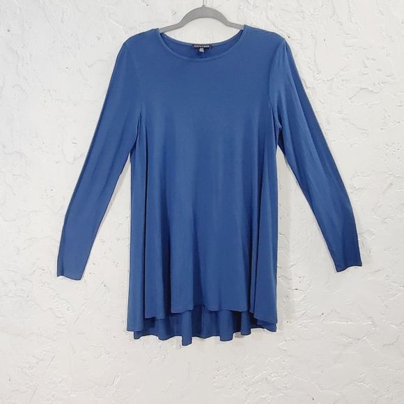 4x$25 Eileen fisher  blue stretchy oversize long sleeve crew neck shirt x-small - Picture 2 of 10